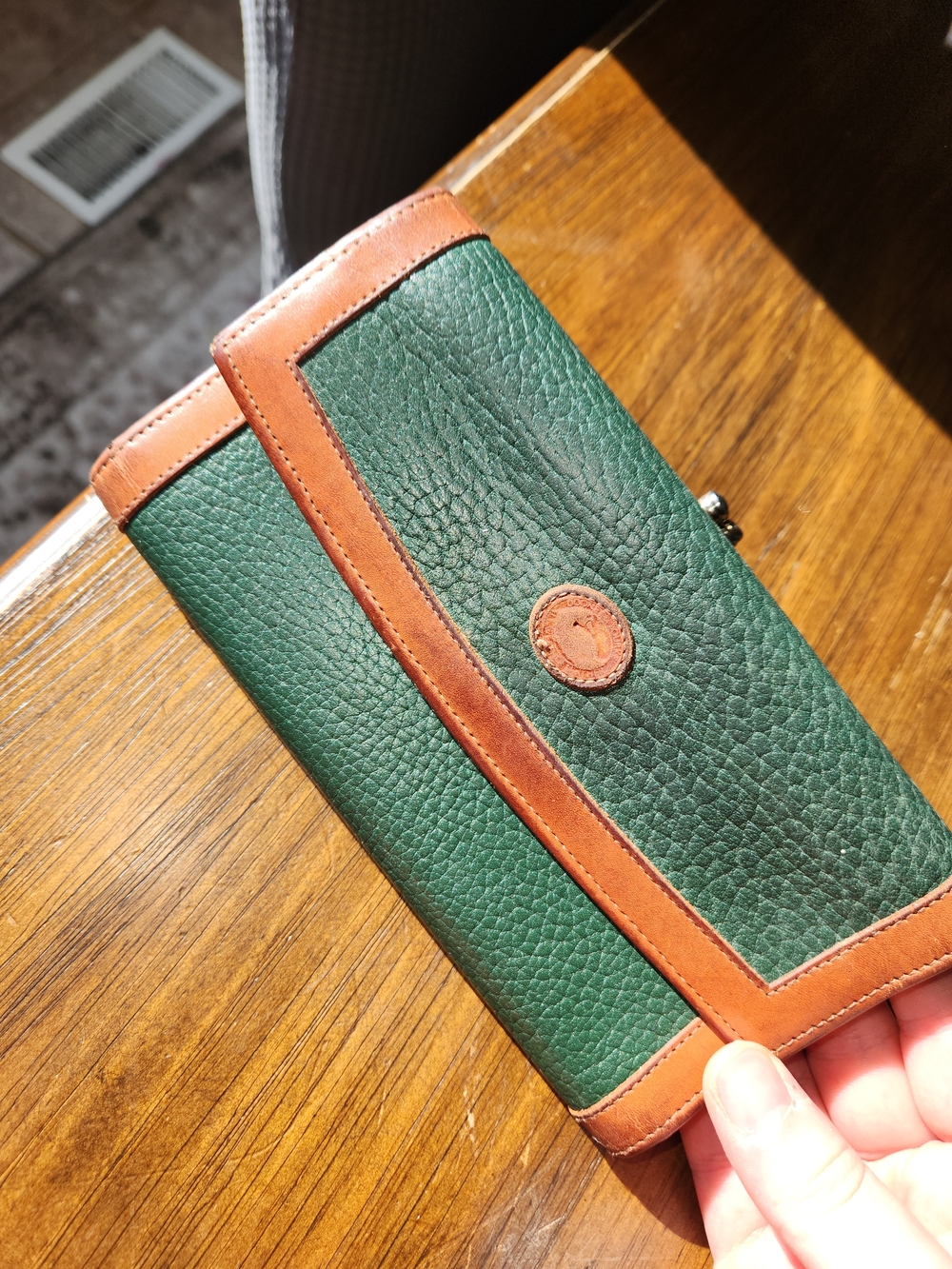 Vintage 90's Dooney & Bourke Leather Wallet With Kisslock Coin Pouch